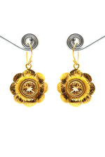 Exquisite Gold Plated Flower Designer Citrine Gemstone Earrings VJewels