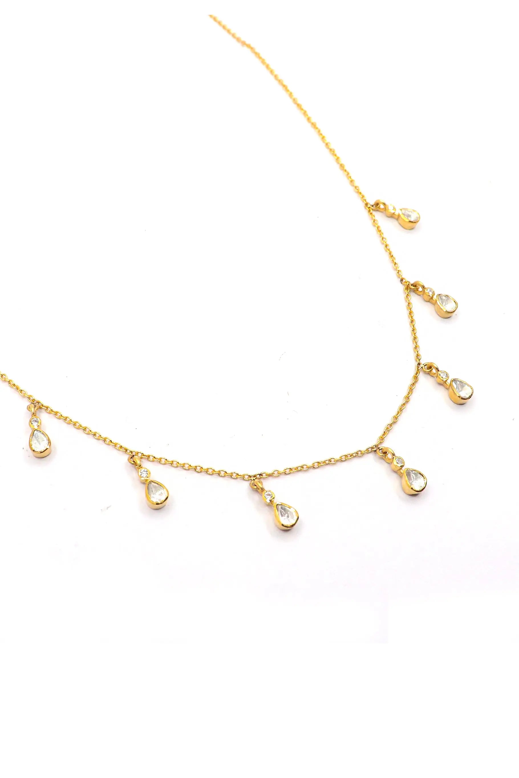 Fashion Style Gold Plated Moissanite Gemstone Necklace Jewelry VjewelsIndia