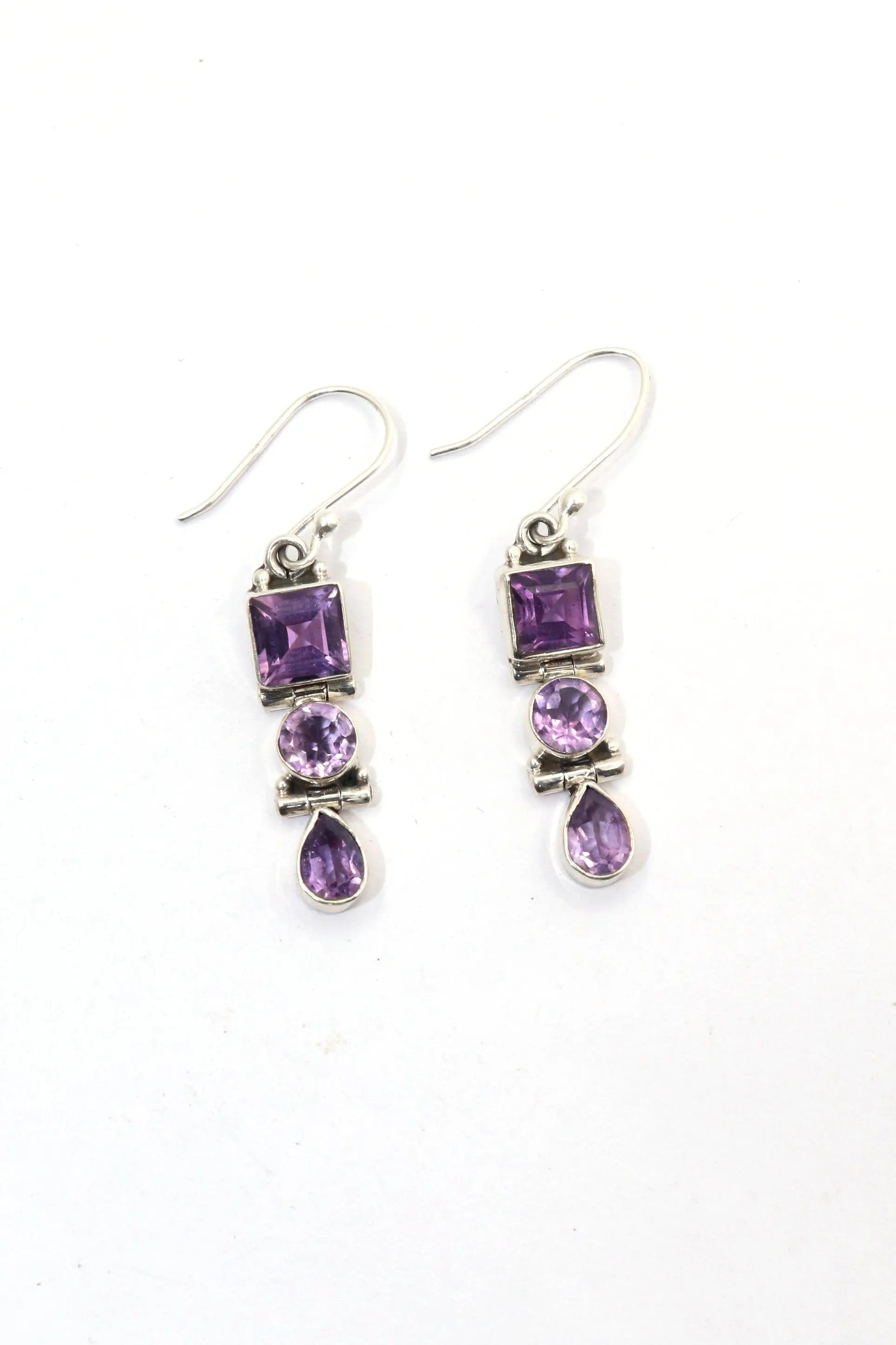 Fashionable Purple Amethyst Gemstone Long Earrings Jewelry VJewels