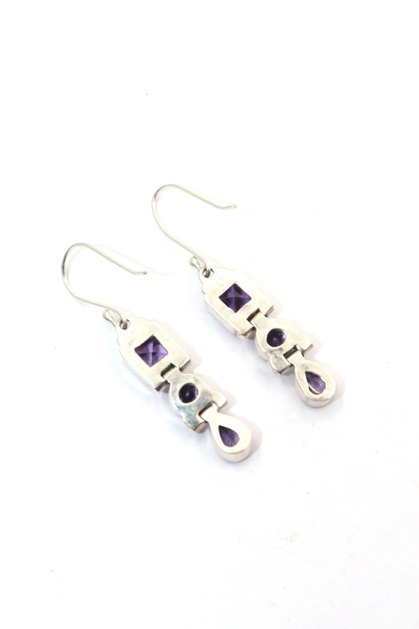 Fashionable Purple Amethyst Gemstone Long Earrings Jewelry VJewels