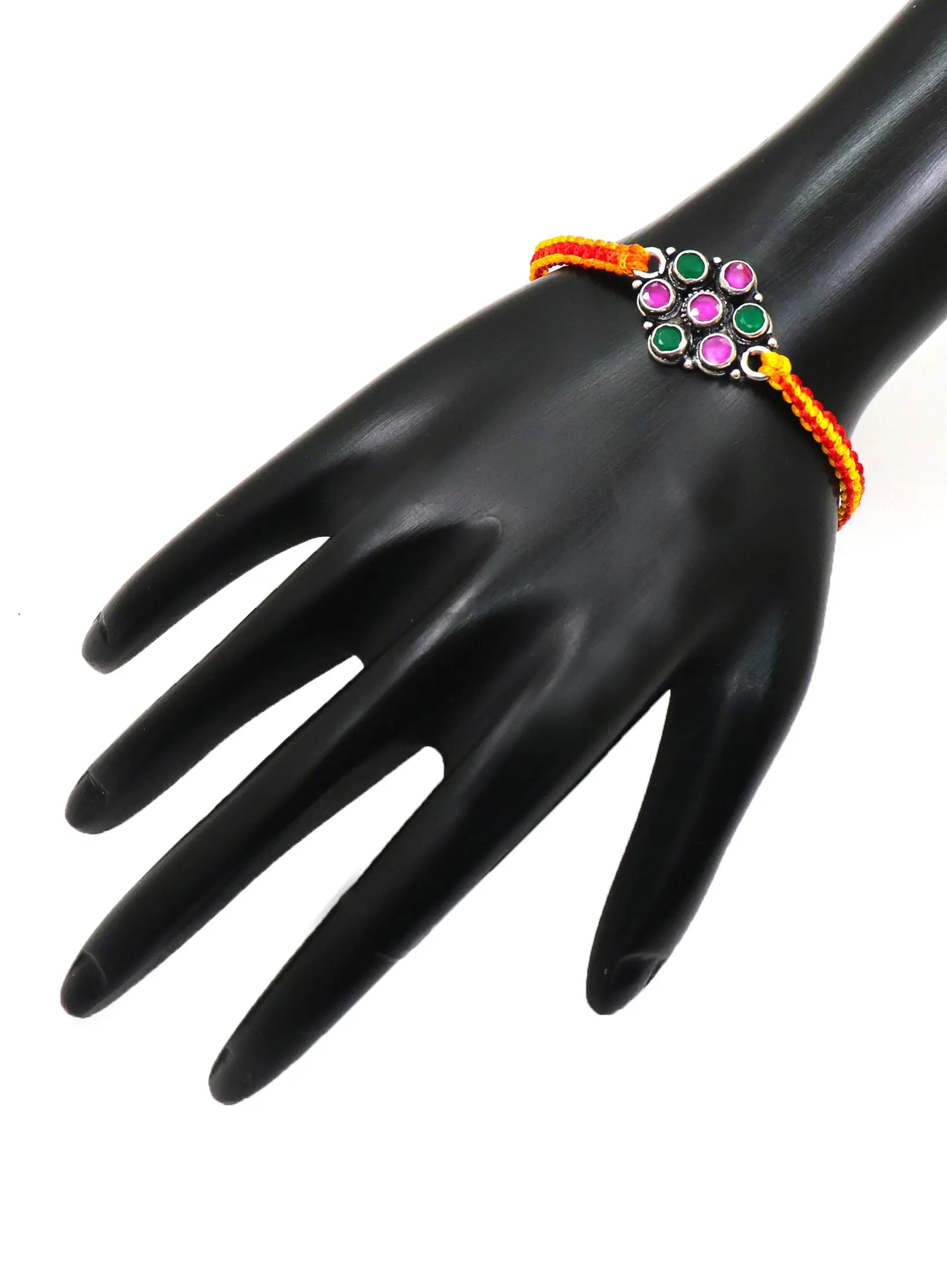 Flower Design Silver Rakhi Band For Rakhi festival VJewels