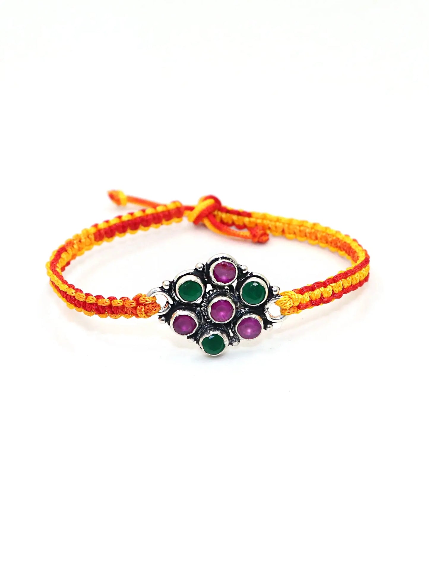 Flower Design Silver Rakhi Band For Rakhi festival VJewels