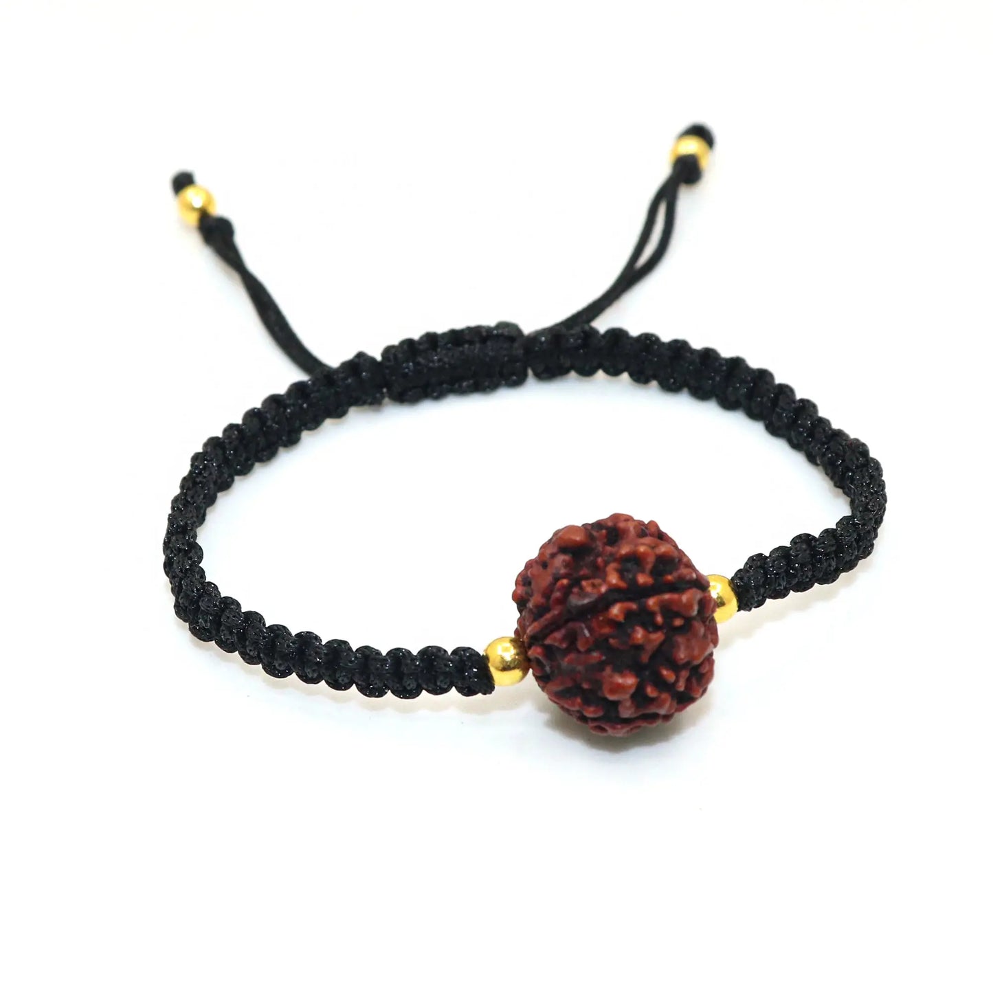 GOLD PLATED RUDHRAKSHA BEADS AND CZ ADJUSTABLE BRACELET VJewels