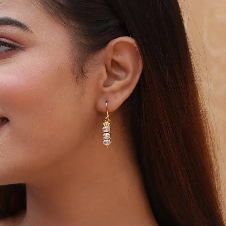 GoldPlated American Diamond Hook Earrings Jewelry Vidita Jewels