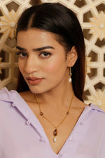Gold Plated Beaming Smoky Quartz with PearlNecklace Set Jewelry Vidita Jewels