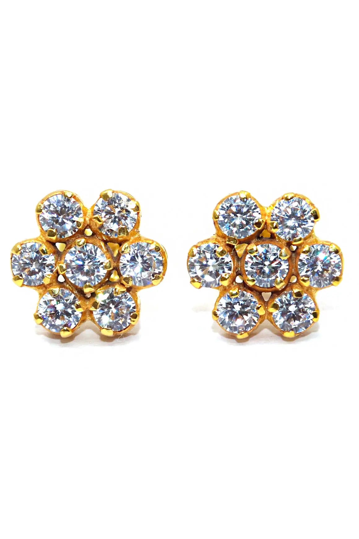 Gold Plated CZ Zircon Dazzling Studs Earring VjewelsIndia