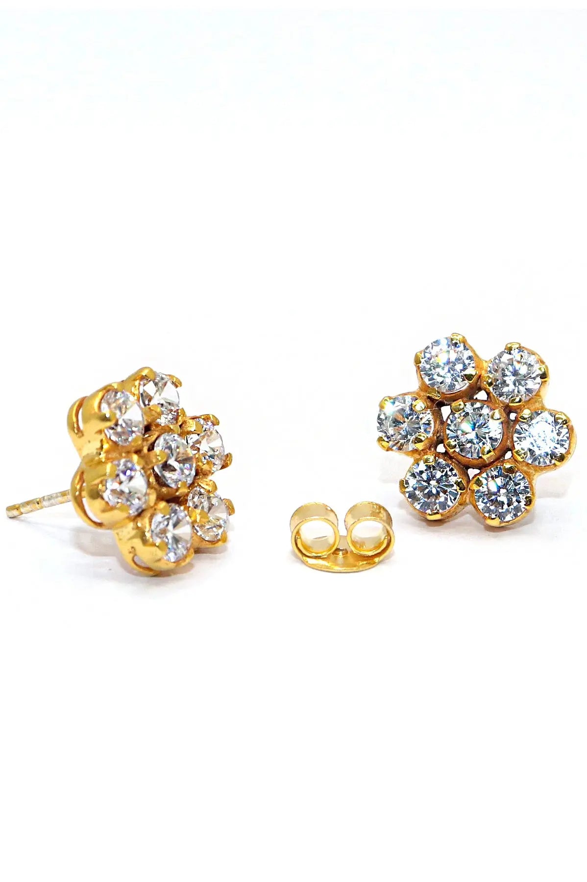 Gold Plated CZ Zircon Dazzling Studs Earring VjewelsIndia