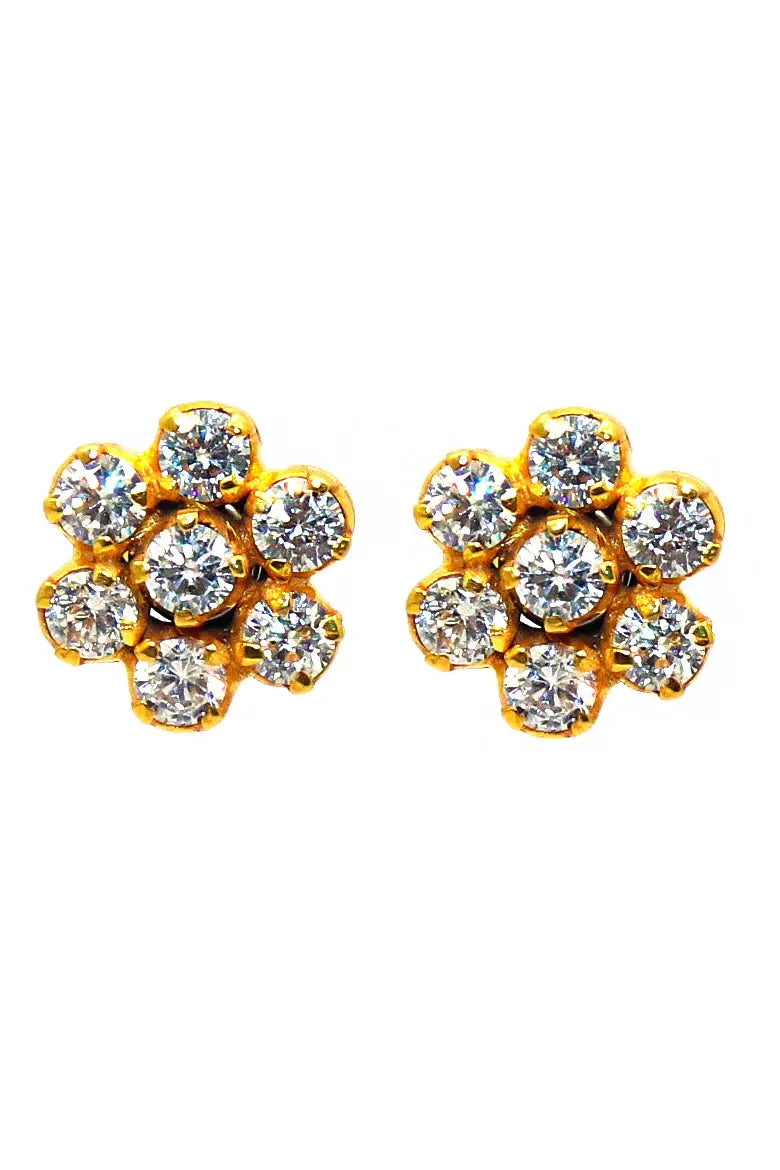 Gold Plated CZ Zircon Dazzling Studs Earring VjewelsIndia