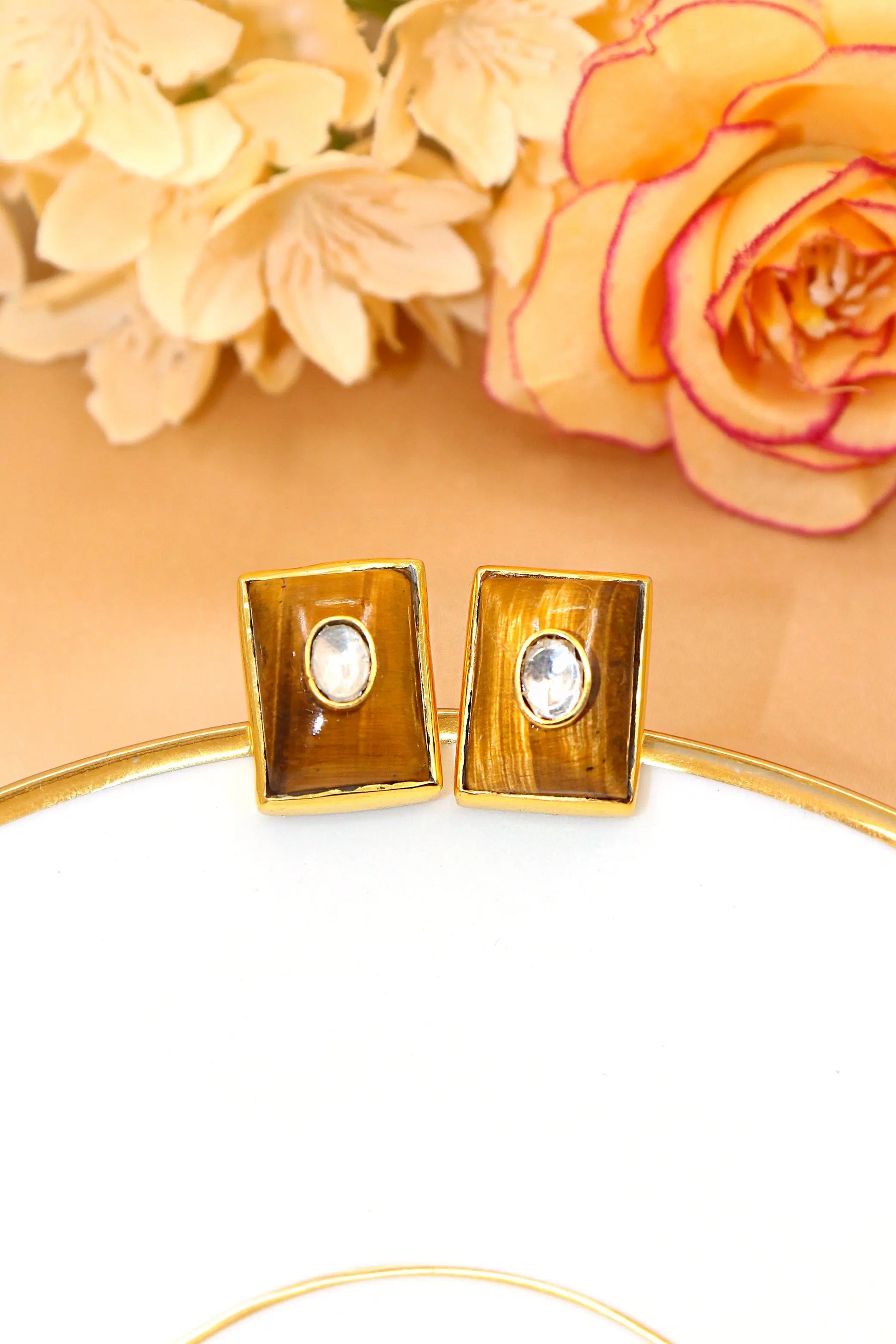 Gold Plated Cufflinks with Semi-Precious Gemstones for the Discerning Gentleman VJewels