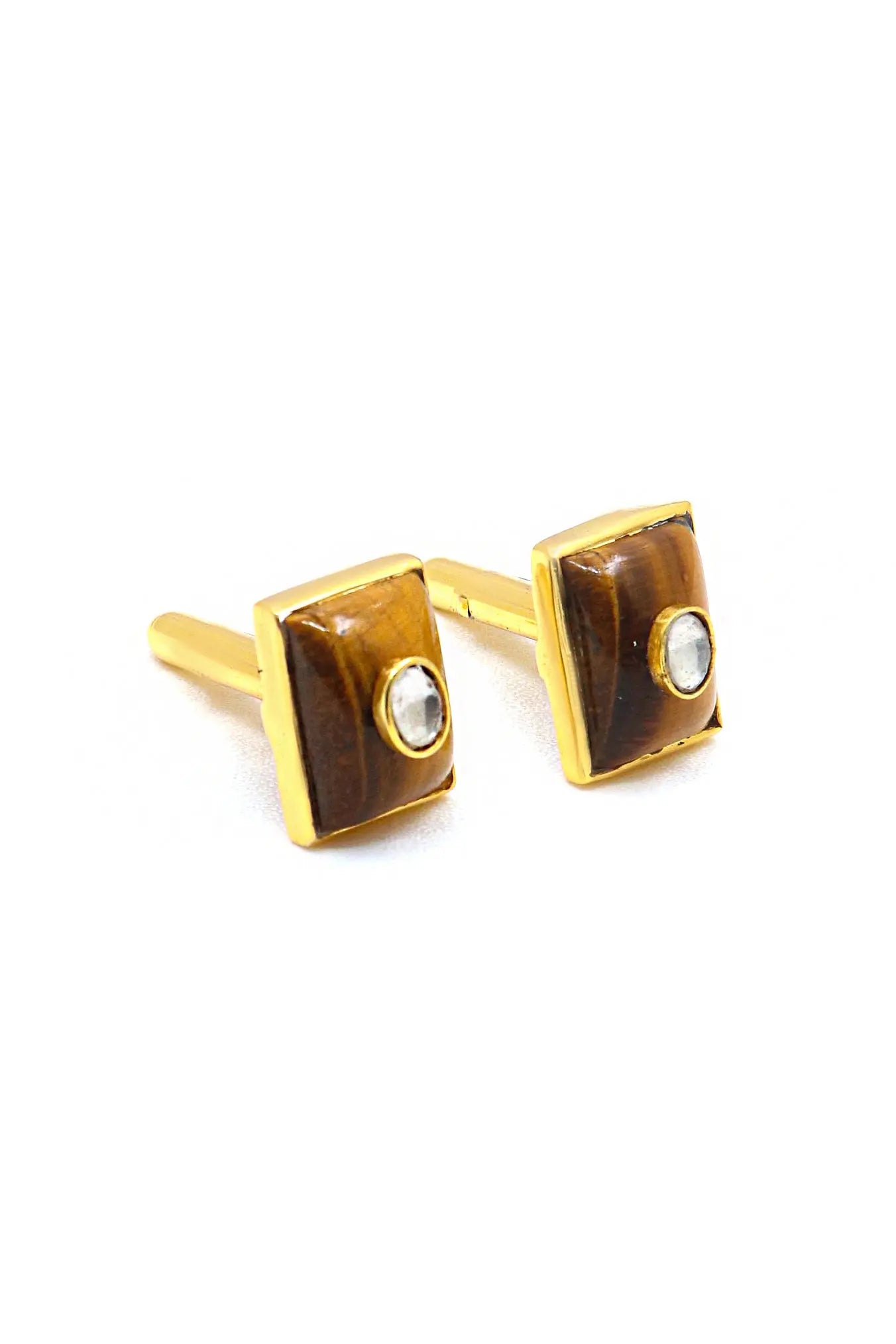 Gold Plated Cufflinks with Semi-Precious Gemstones for the Discerning Gentleman VJewels