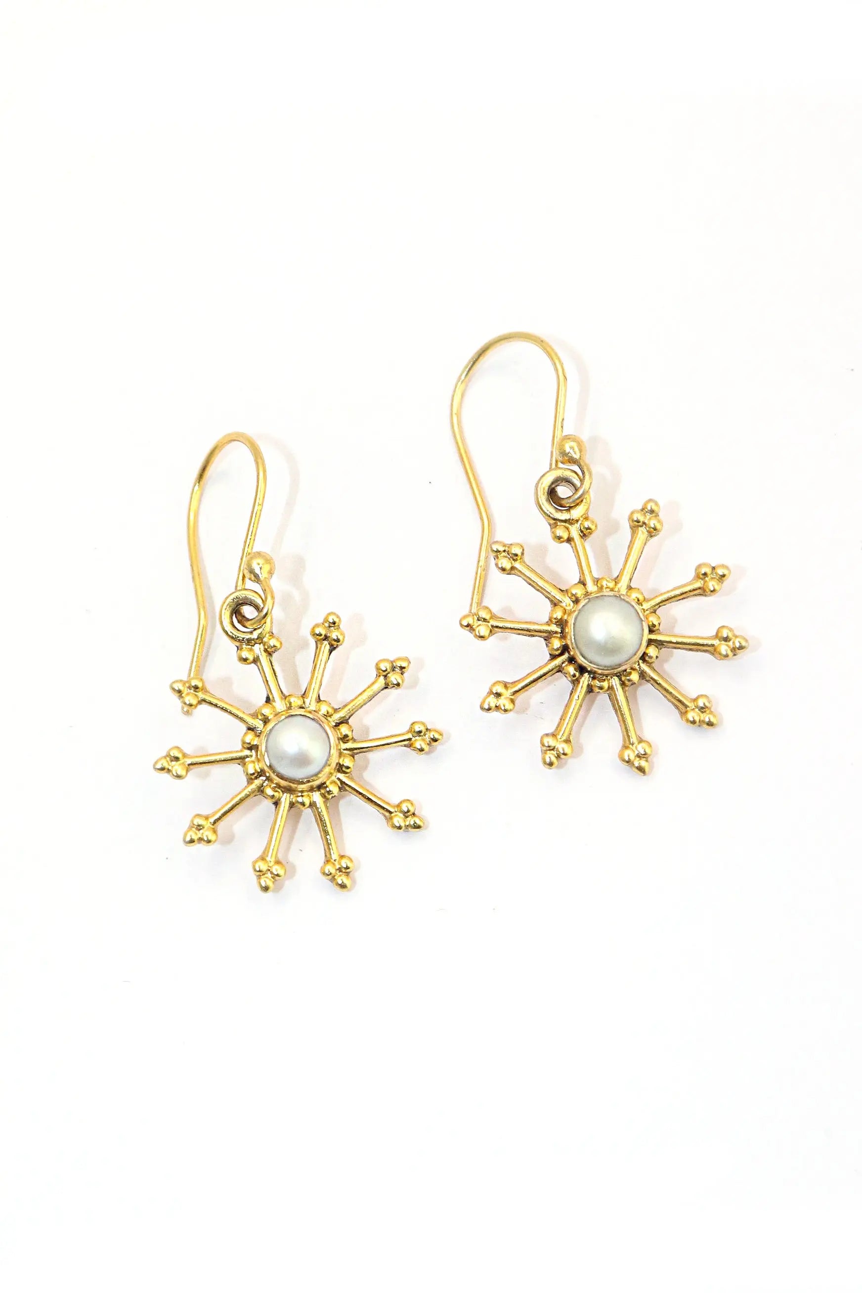 Gold Plated Designer Earring Pearl Gemstone Hook Earring Jewelry VJewels