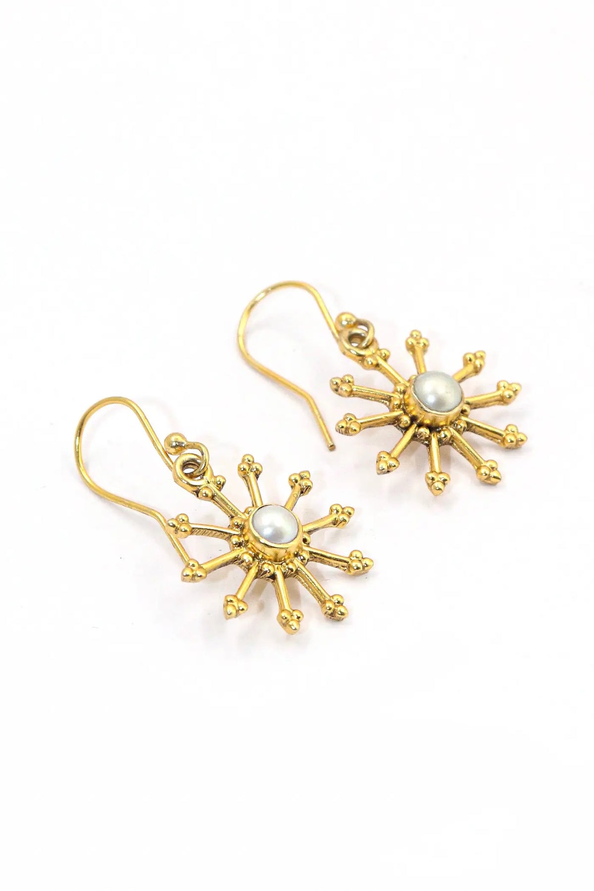 Gold Plated Designer Earring Pearl Gemstone Hook Earring Jewelry VJewels