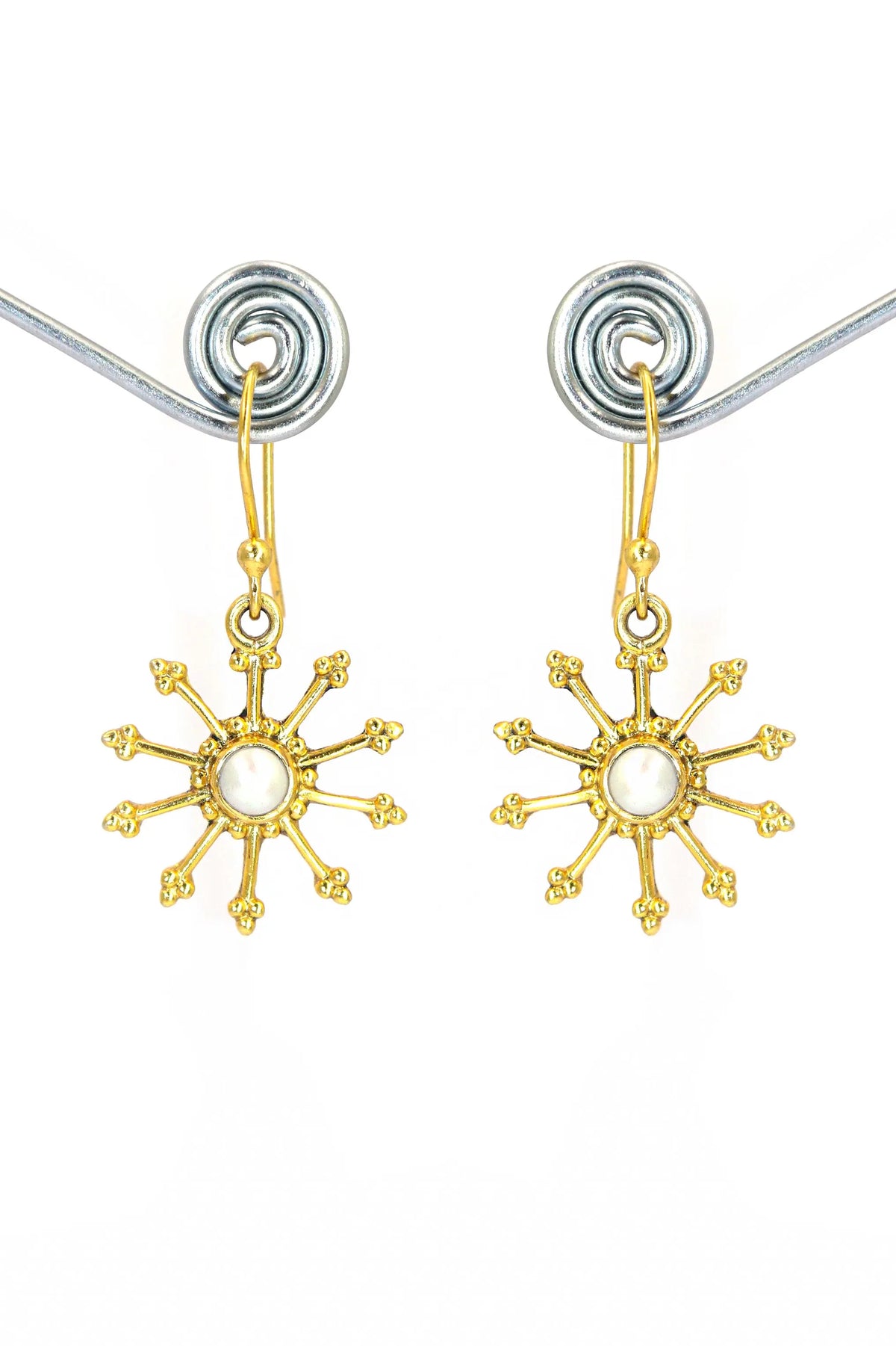 Gold Plated Designer Earring Pearl Gemstone Hook Earring Jewelry VJewels
