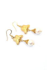 Gold-Plated Earrings Featuring Dazzling Pearl Gemstone Drops with Butterfly Design Earring Jewelry VJewels