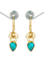 Gold-Plated Earrings Highlighted by Elegant Turquoise Gemstone Earring Jewelry VJewels