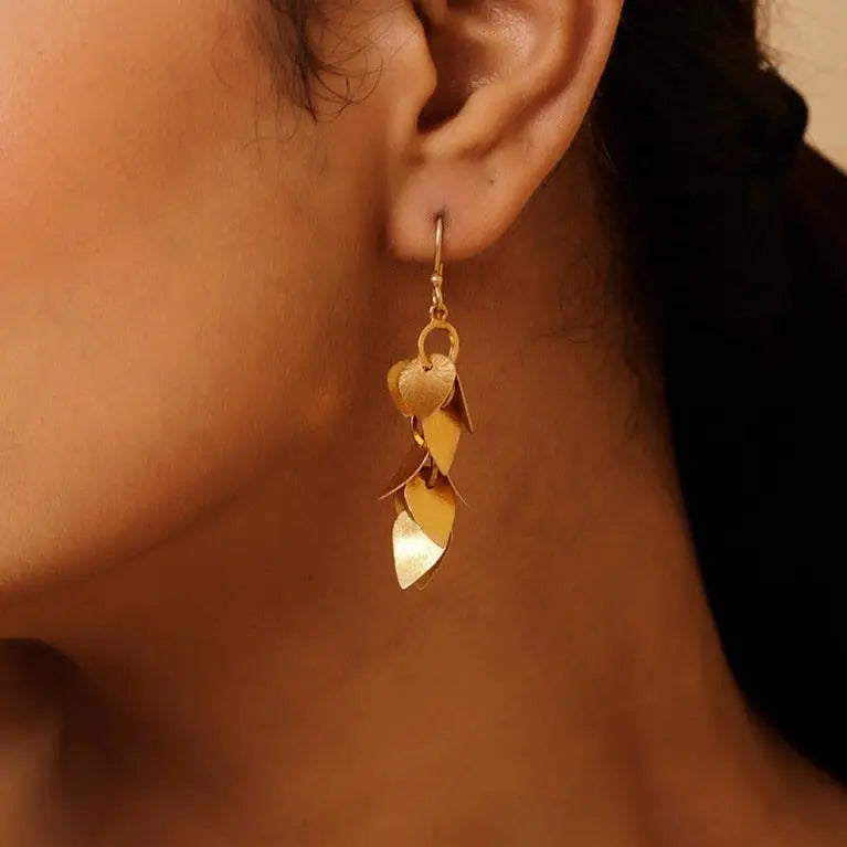 Gold Plated Leafy Trail Silver Earring Jewelry Vidita Jewels