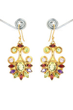 Gold-Plated Modern Earrings Adorned multi Gemstone with Flower Design Earring VJewels