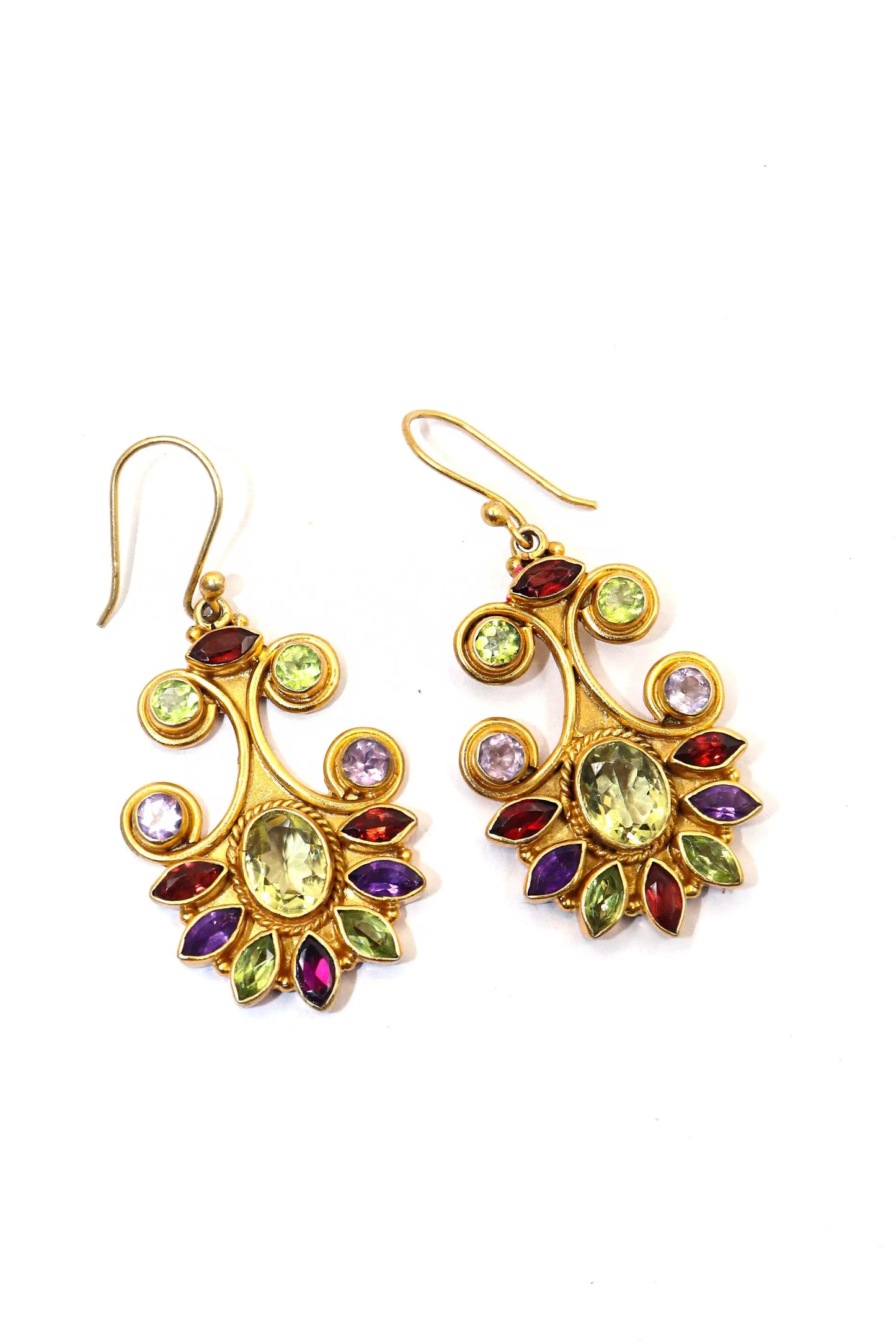 Gold-Plated Modern Earrings Adorned multi Gemstone with Flower Design Earring VJewels