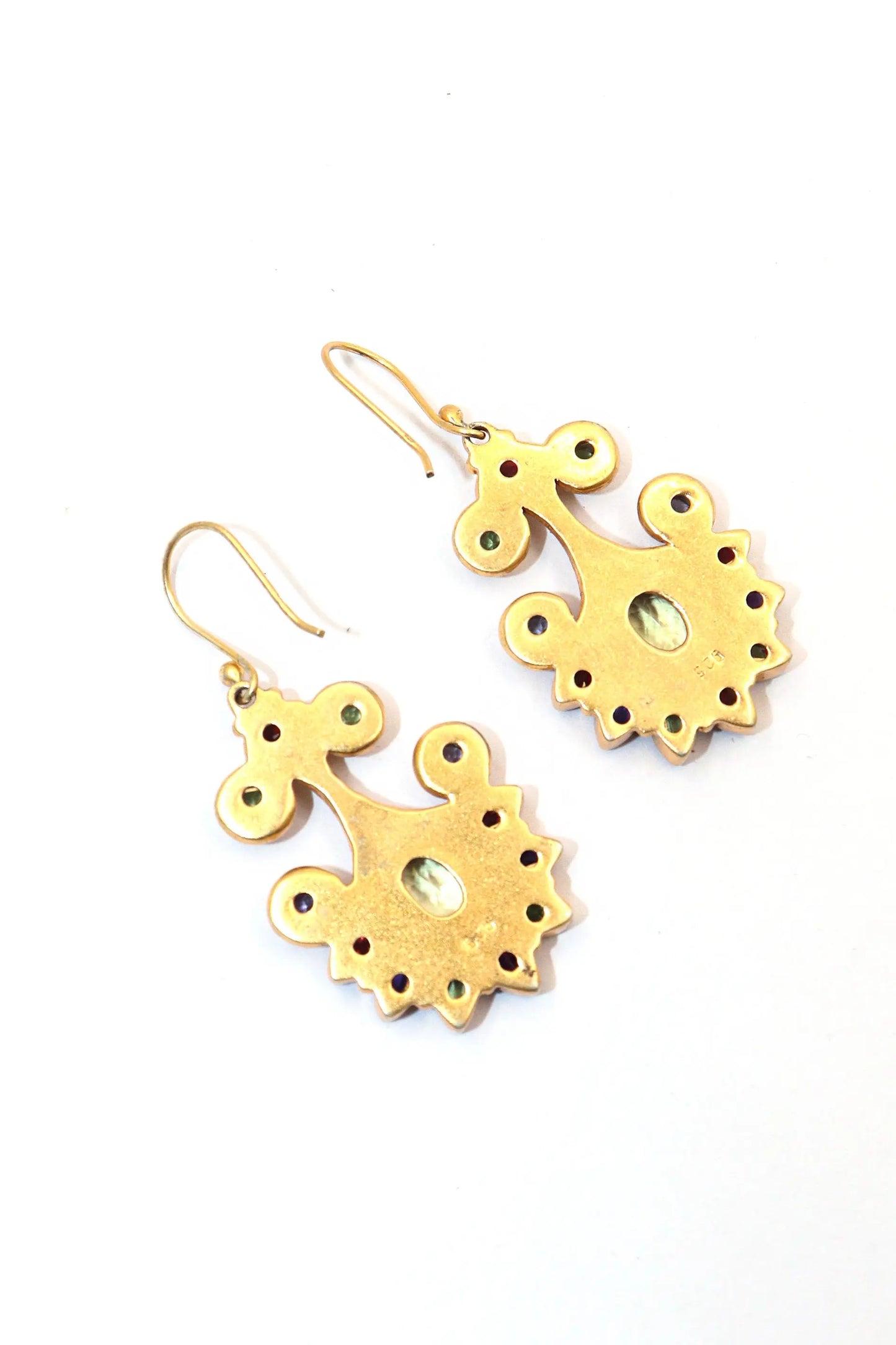 Gold-Plated Modern Earrings Adorned multi Gemstone with Flower Design Earring VJewels