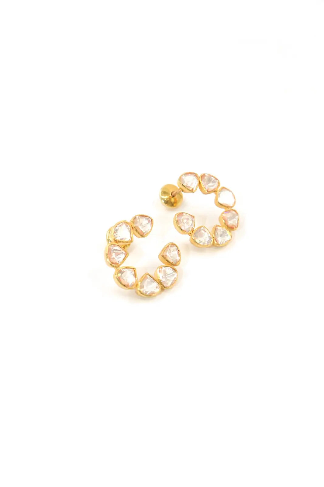 Gold-Plated Moissanite Gemstone Studs Earrings Modern Classic Jewelry VJewels