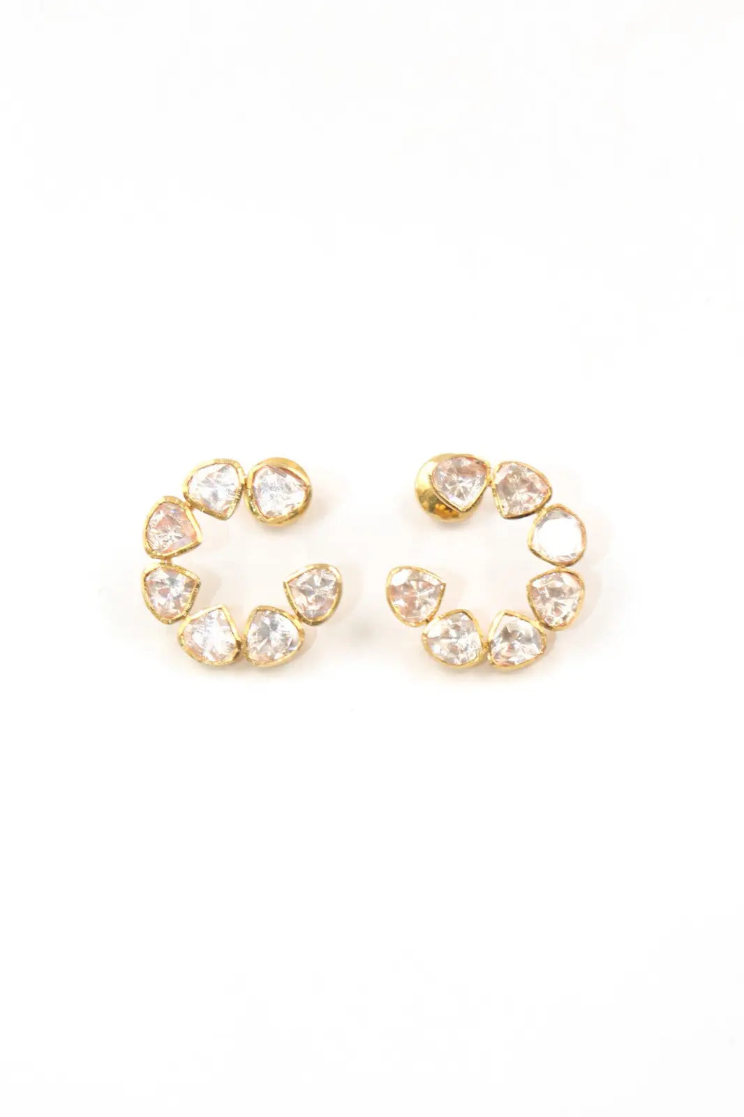 Gold-Plated Moissanite Gemstone Studs Earrings Modern Classic Jewelry VJewels