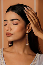 Gold Plated Purple Amethyst with Pearl Stud Earringsjewelry Vidita Jewels