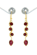 Gold Plated Round Garnet Gemstone Hook Earring Jewelry VJewels