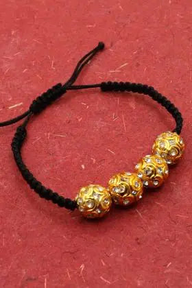 Gold Plated Rounded Beads Adjustable Thread Shiva Bracelet Jewelry VJewels