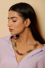 Gold Plated Royal Ruby Emerald Pearl Multi-layered Necklace Jewelry Vidita Jewels