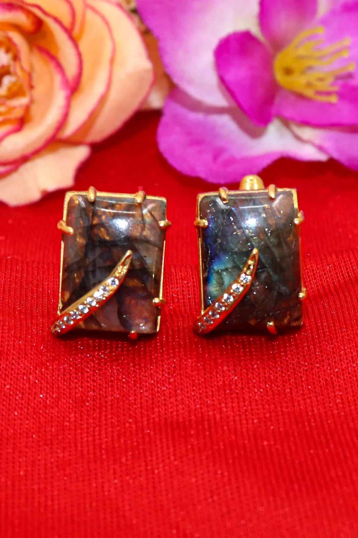 Gold Plated Royal Touch Labradorite Gemstone cufflinks Jewelry VJewels