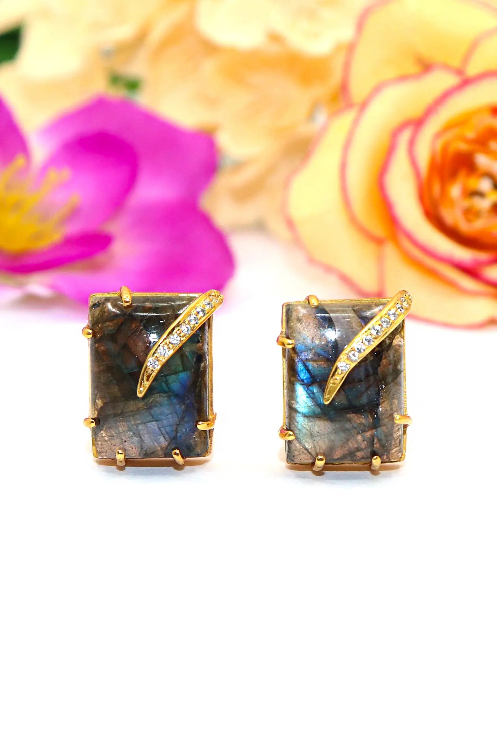 Gold Plated Royal Touch Labradorite Gemstone cufflinks Jewelry VJewels