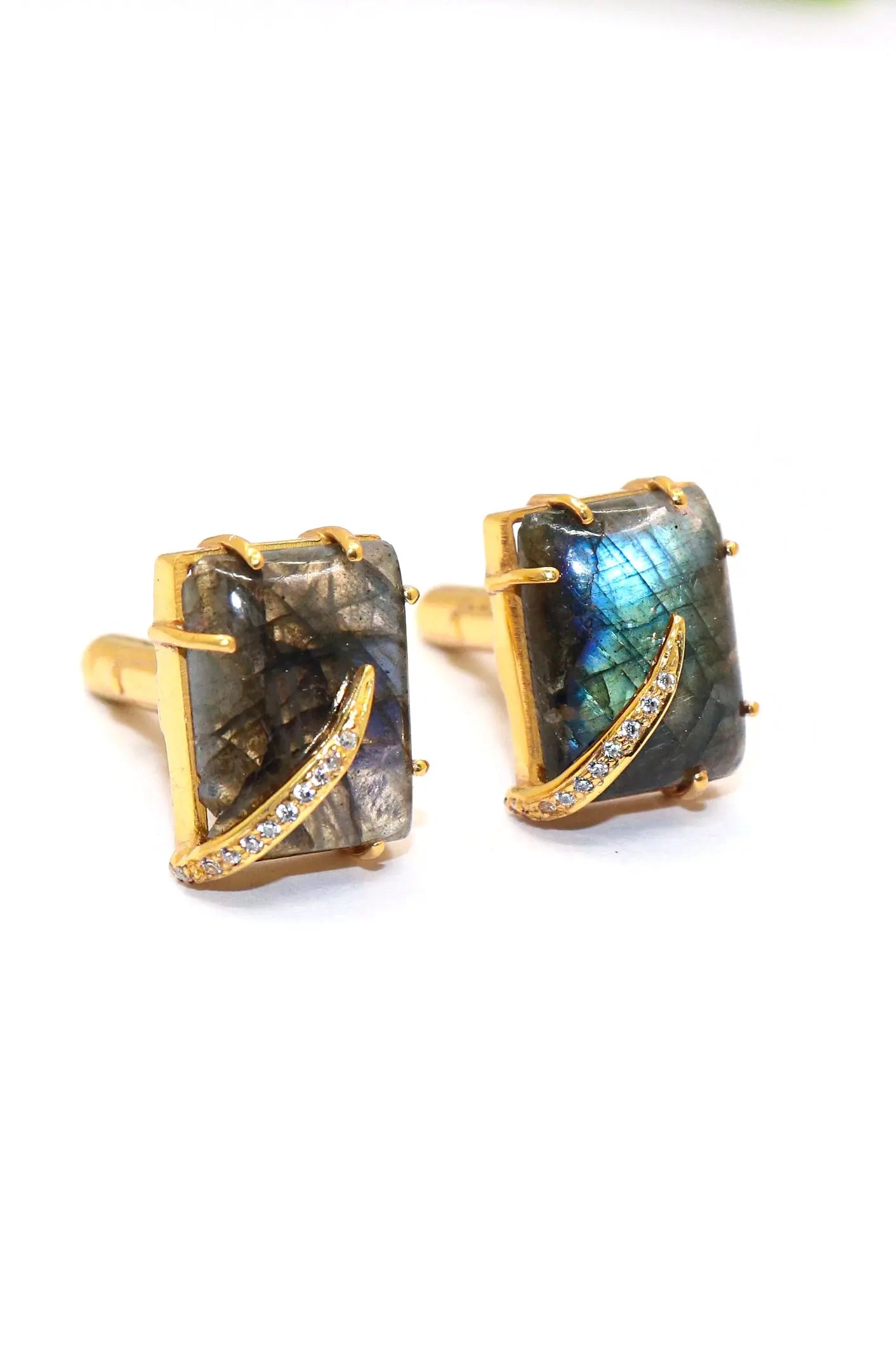 Gold Plated Royal Touch Labradorite Gemstone cufflinks Jewelry VJewels