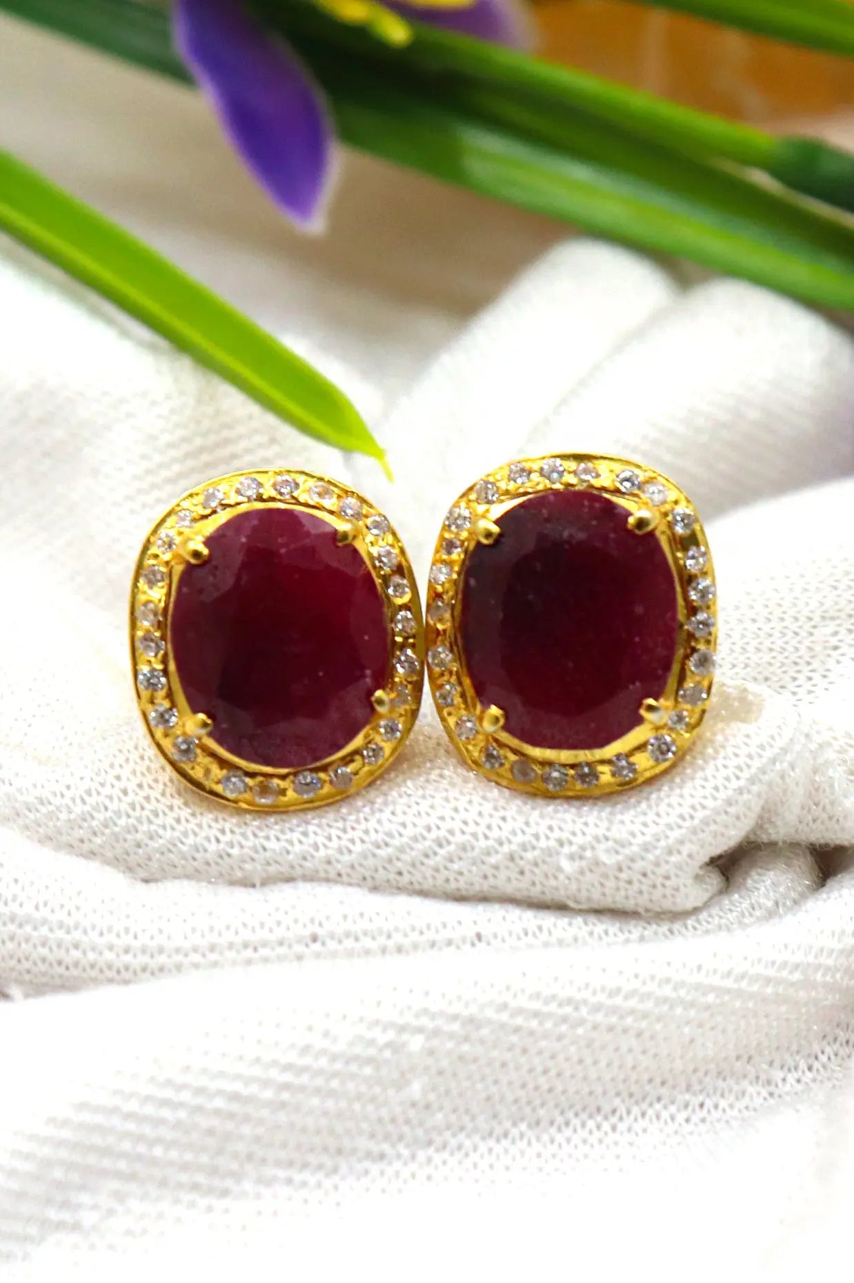 Gold Plated Ruby with Zircon cufflinks Jewelry VJewels