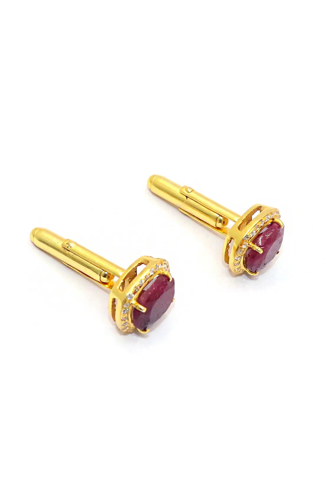 Gold Plated Ruby with Zircon cufflinks Jewelry VJewels