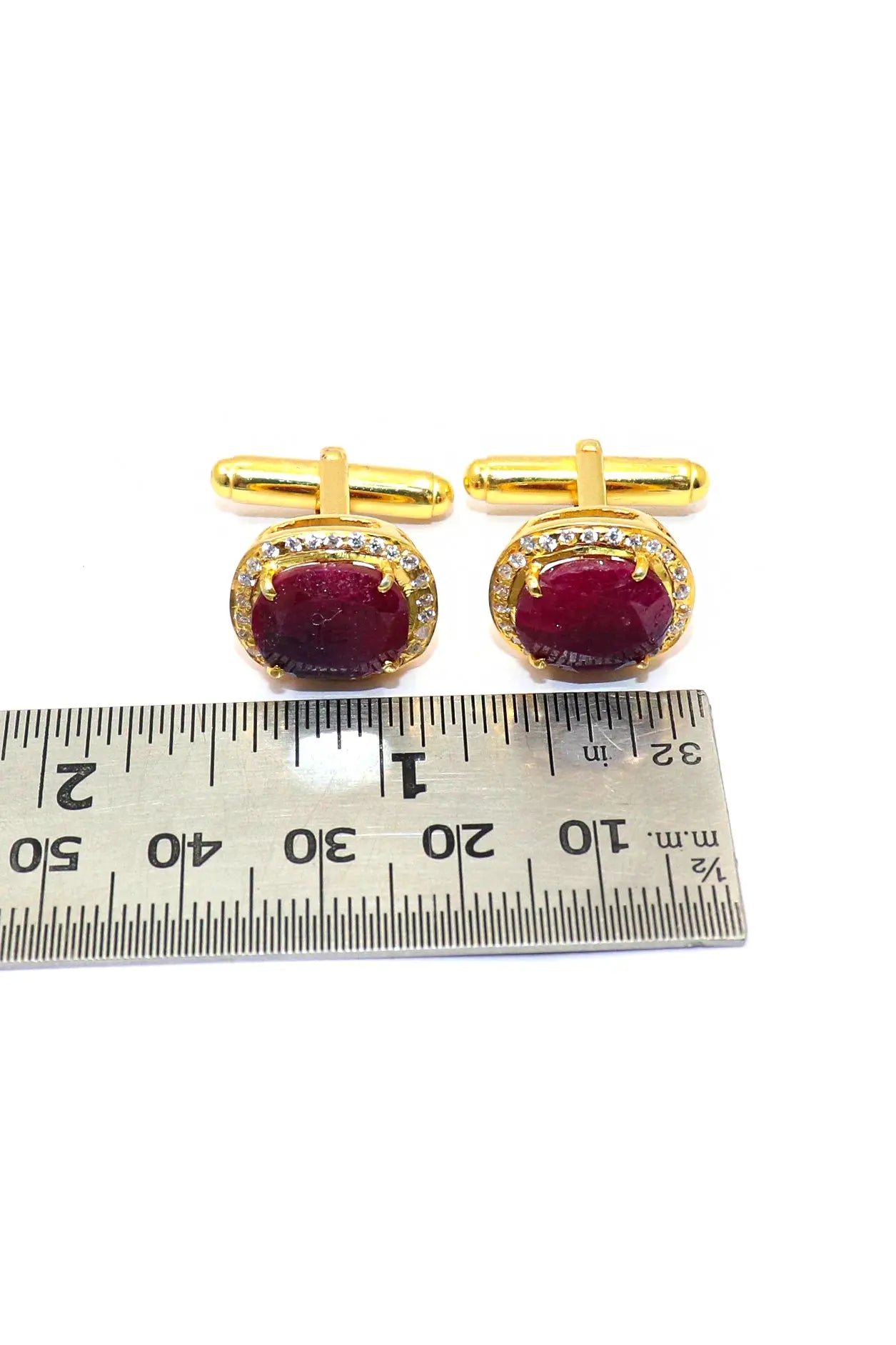 Gold Plated Ruby with Zircon cufflinks Jewelry VJewels