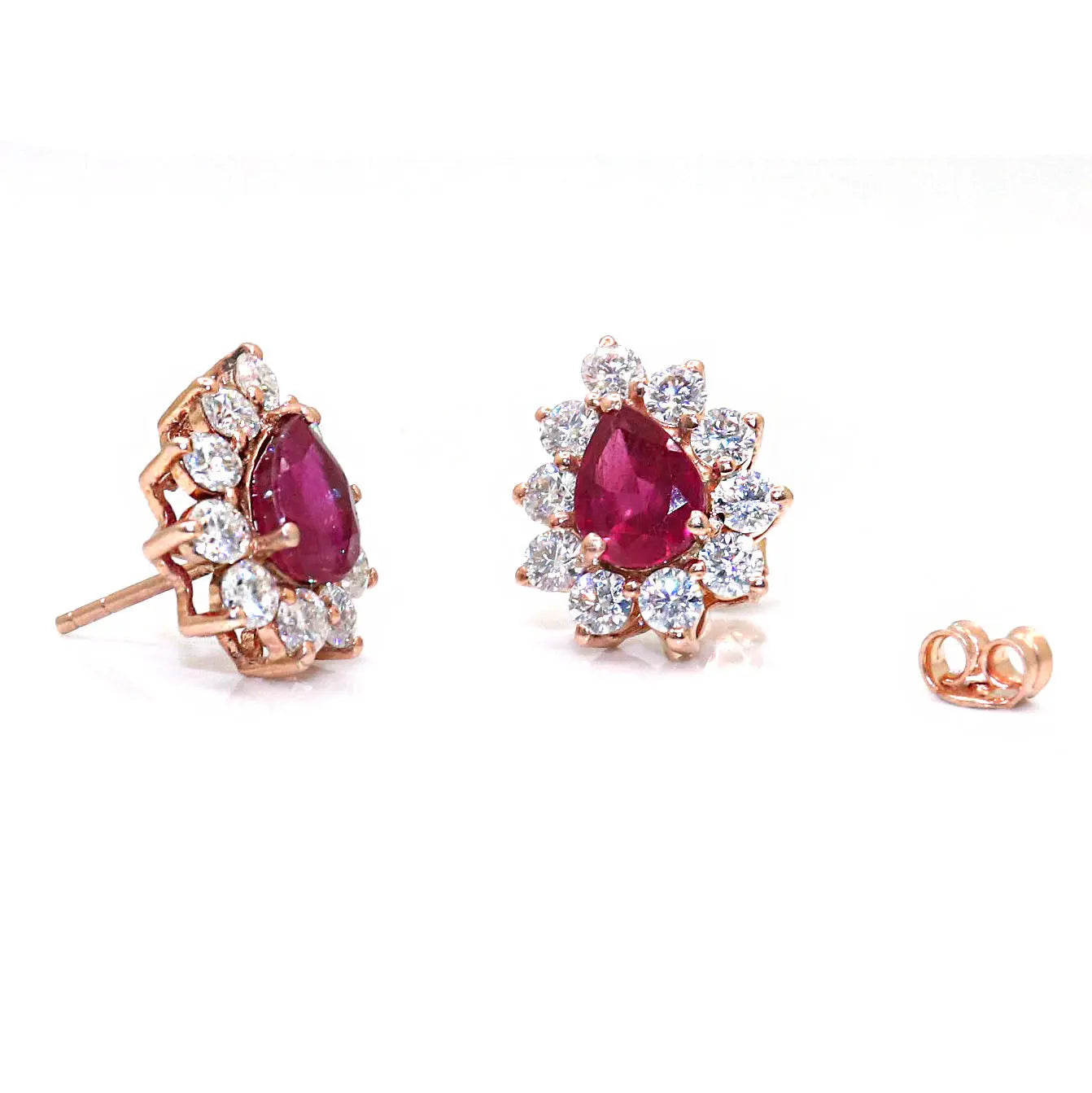 Gold Plated Semi Precious Ruby And CZ Gemstone Stud Earring Jewelry VJewels