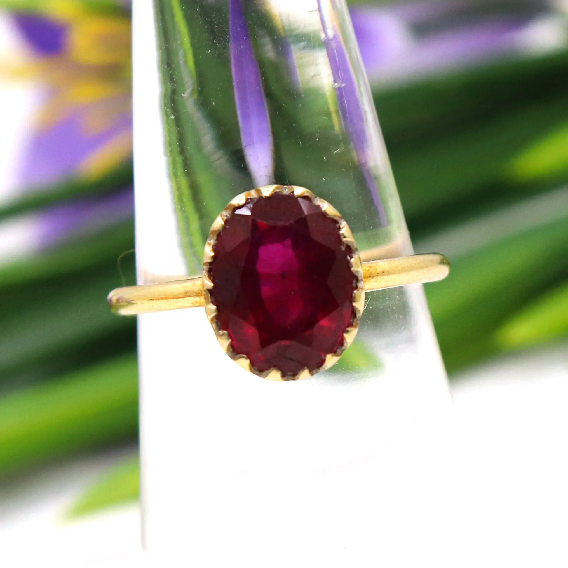 Gold Plated Semi Precious Ruby Gemstone Ring Jewelry VJewels