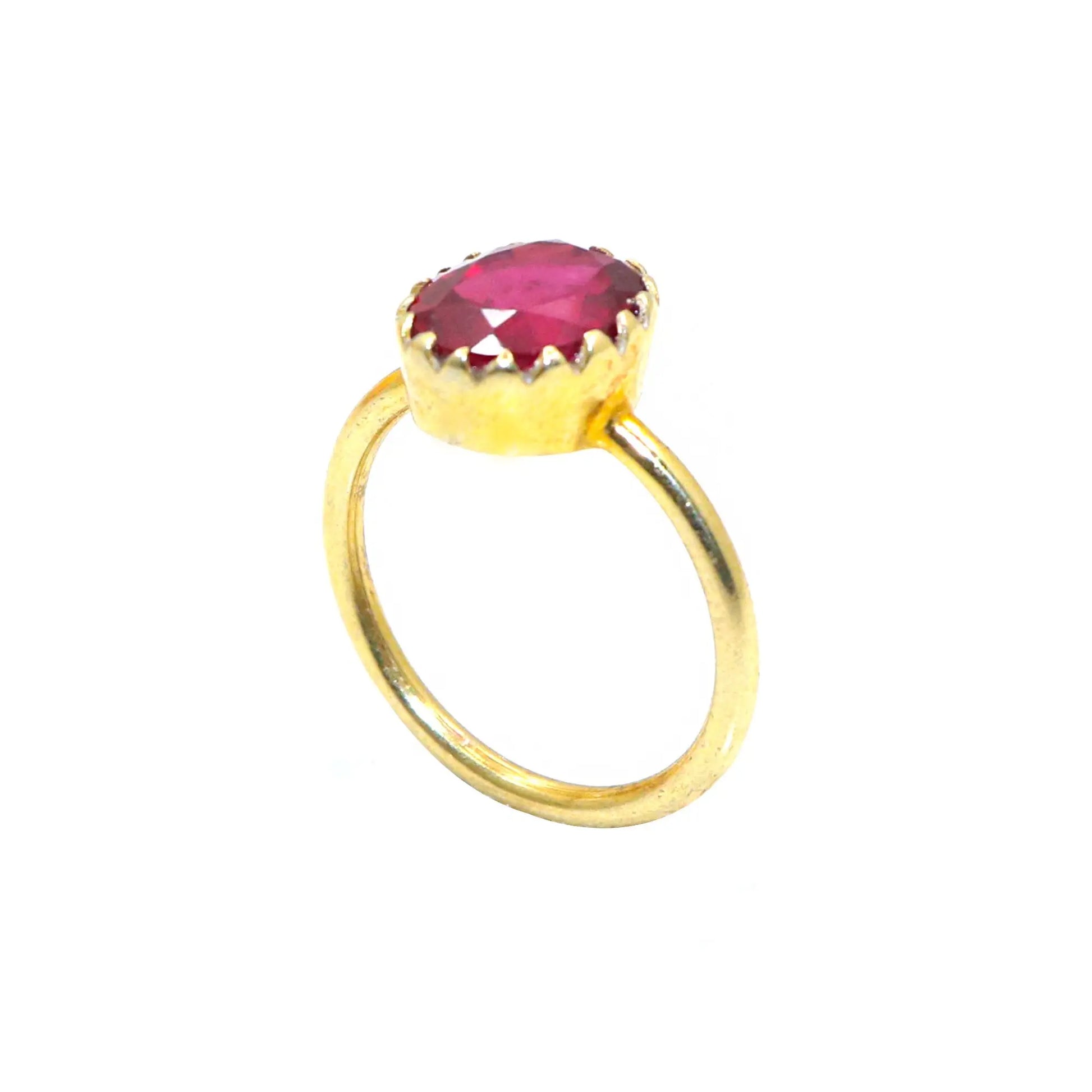 Gold Plated Semi Precious Ruby Gemstone Ring Jewelry VJewels