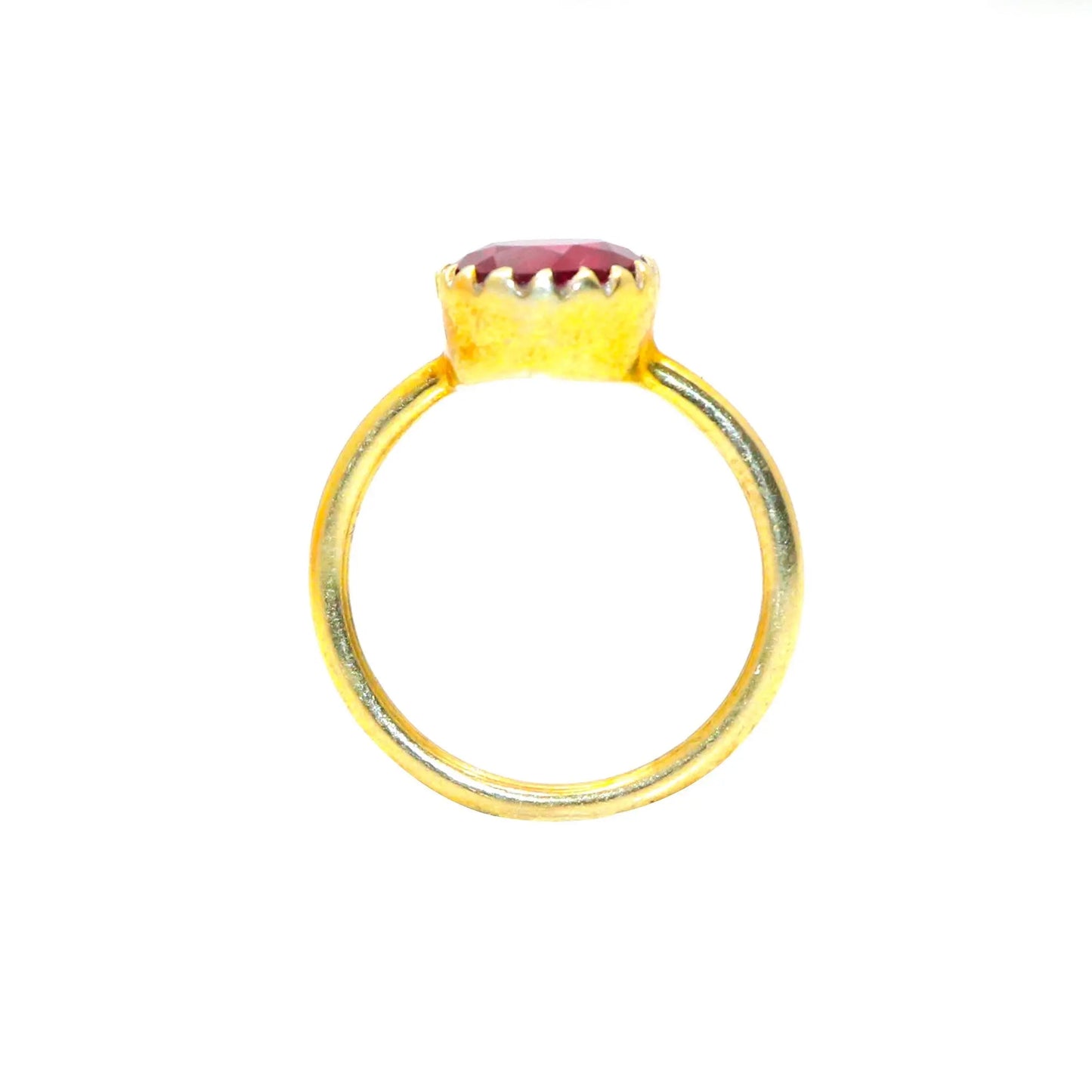 Gold Plated Semi Precious Ruby Gemstone Ring Jewelry VJewels