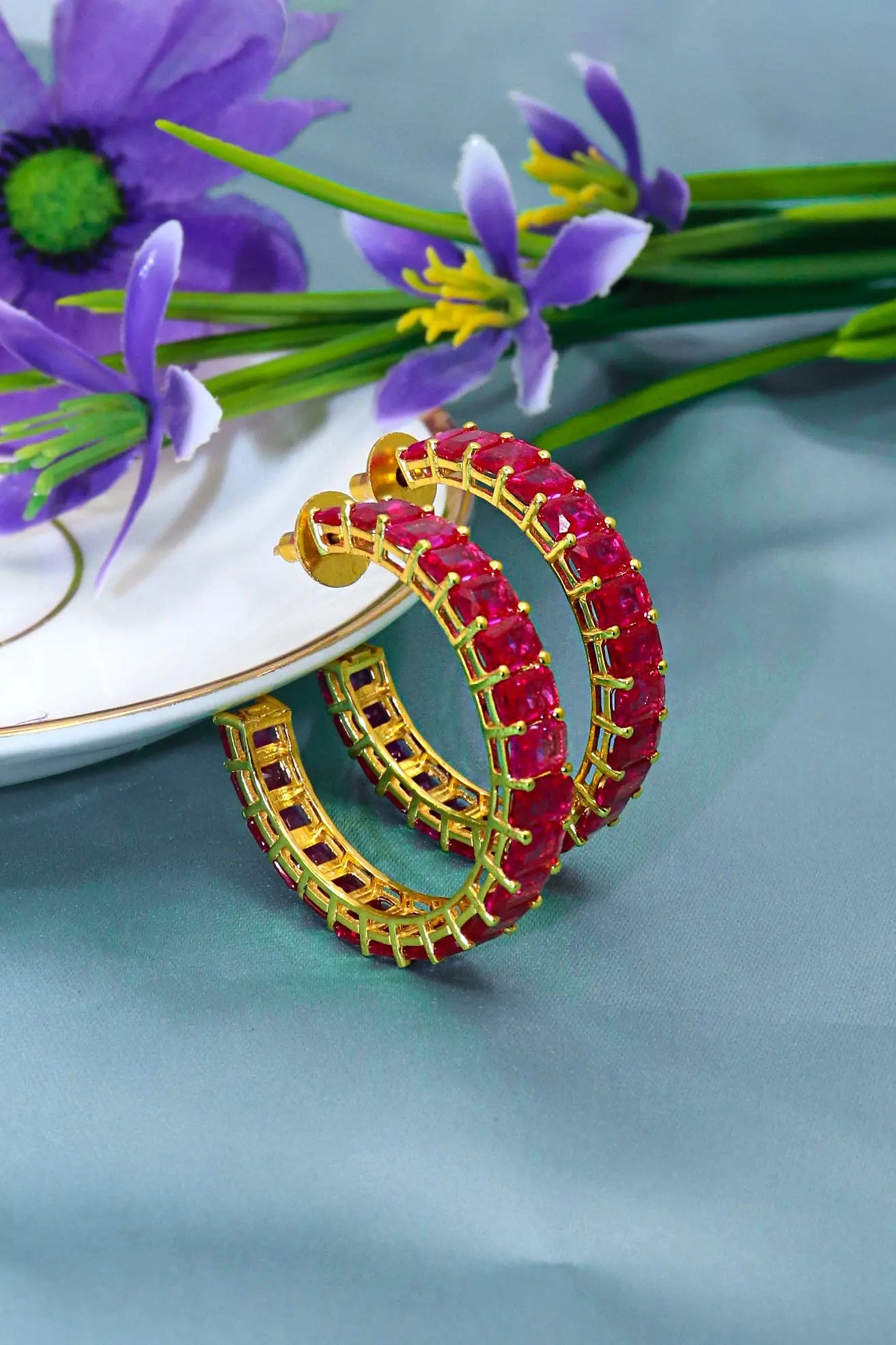 Gold Plated Stylish Fancy Gemstone Women Earring VJewels