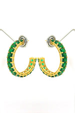 Gold Plated Stylish Green Gemstone Women Hoop Earring VJewels