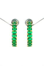 Gold Plated Stylish Green Gemstone Women Hoop Earring VJewels