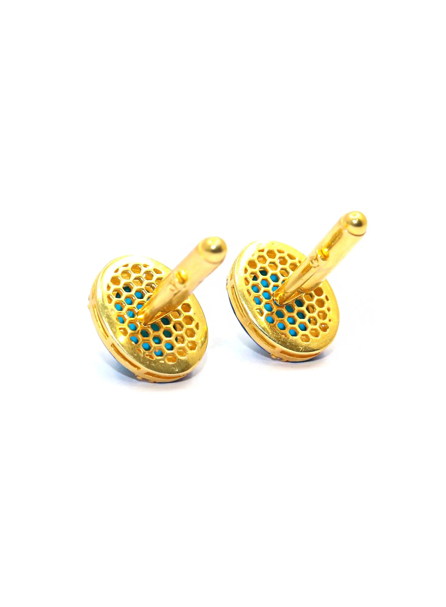 Gold Plated Turquoise With Zircon Gemstone cufflinks Jewelry VJewels