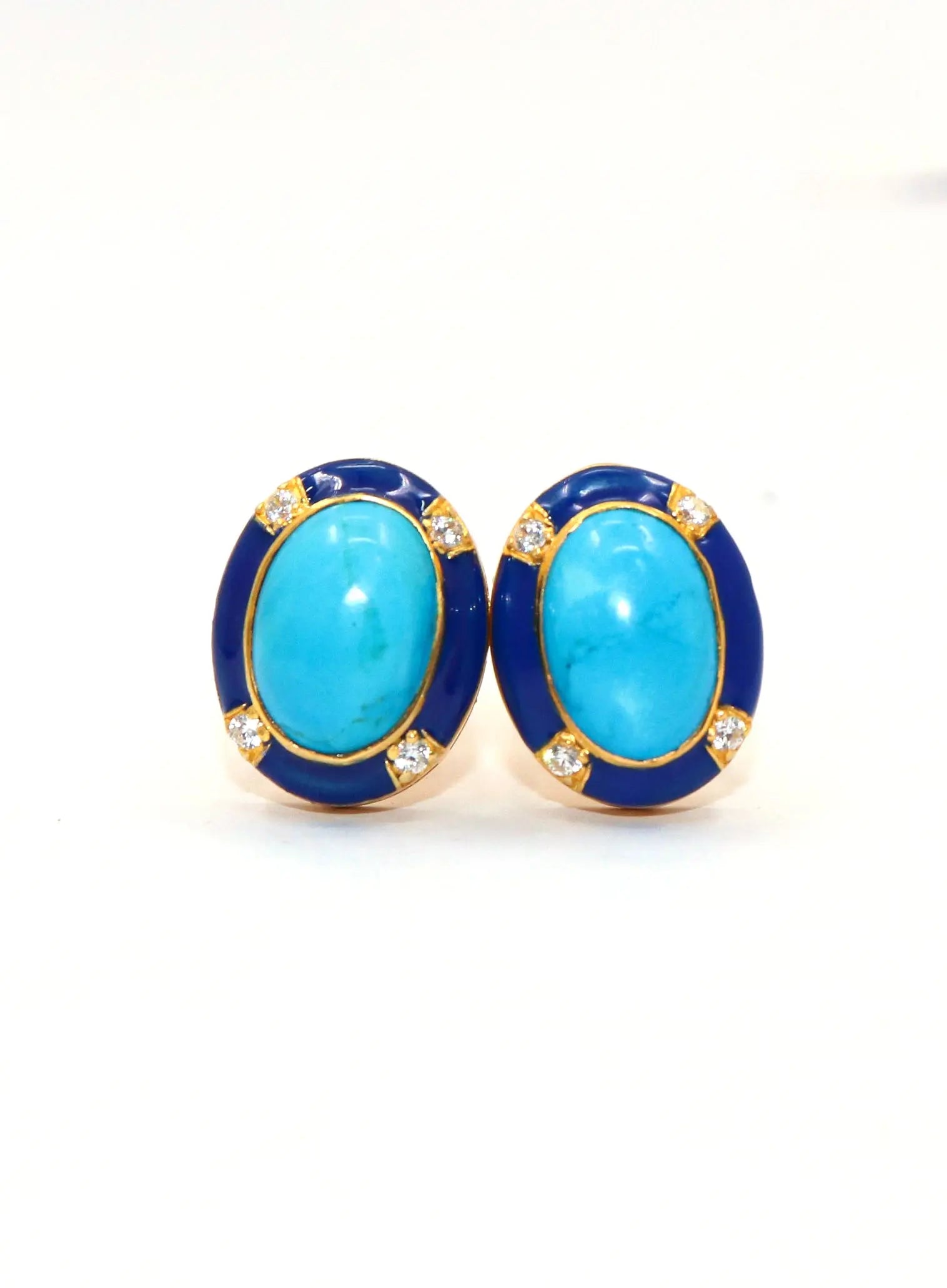 Gold Plated Turquoise With Zircon Gemstone cufflinks Jewelry VJewels