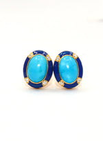 Gold Plated Turquoise With Zircon Gemstone cufflinks Jewelry VJewels