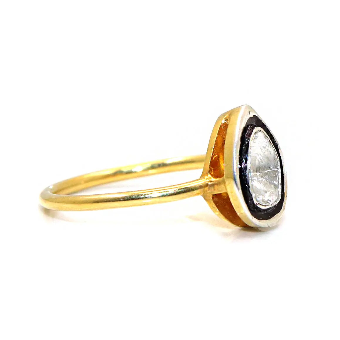 Gold Plated Uncut Diamond Polki Ring Jewelry VJewels