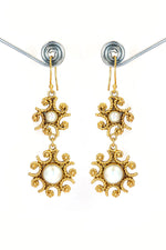 Gold-Plated with Unique Pearl Gemstone Dangle Flower Design Earring Jewelry VJewels