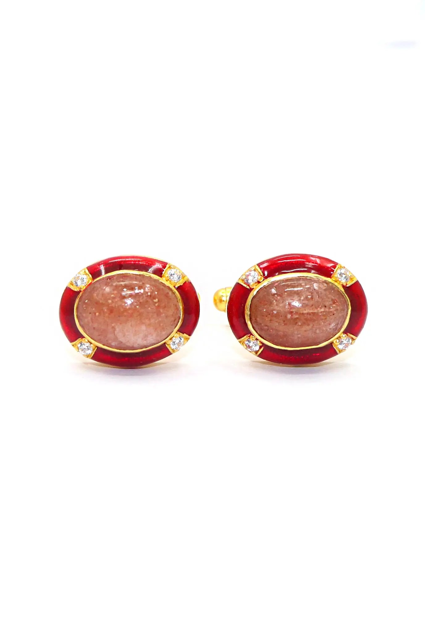 Gold Plating Eye Catchy Sunstone with cz Stanning Men's cufflinks Jewelry VJewels