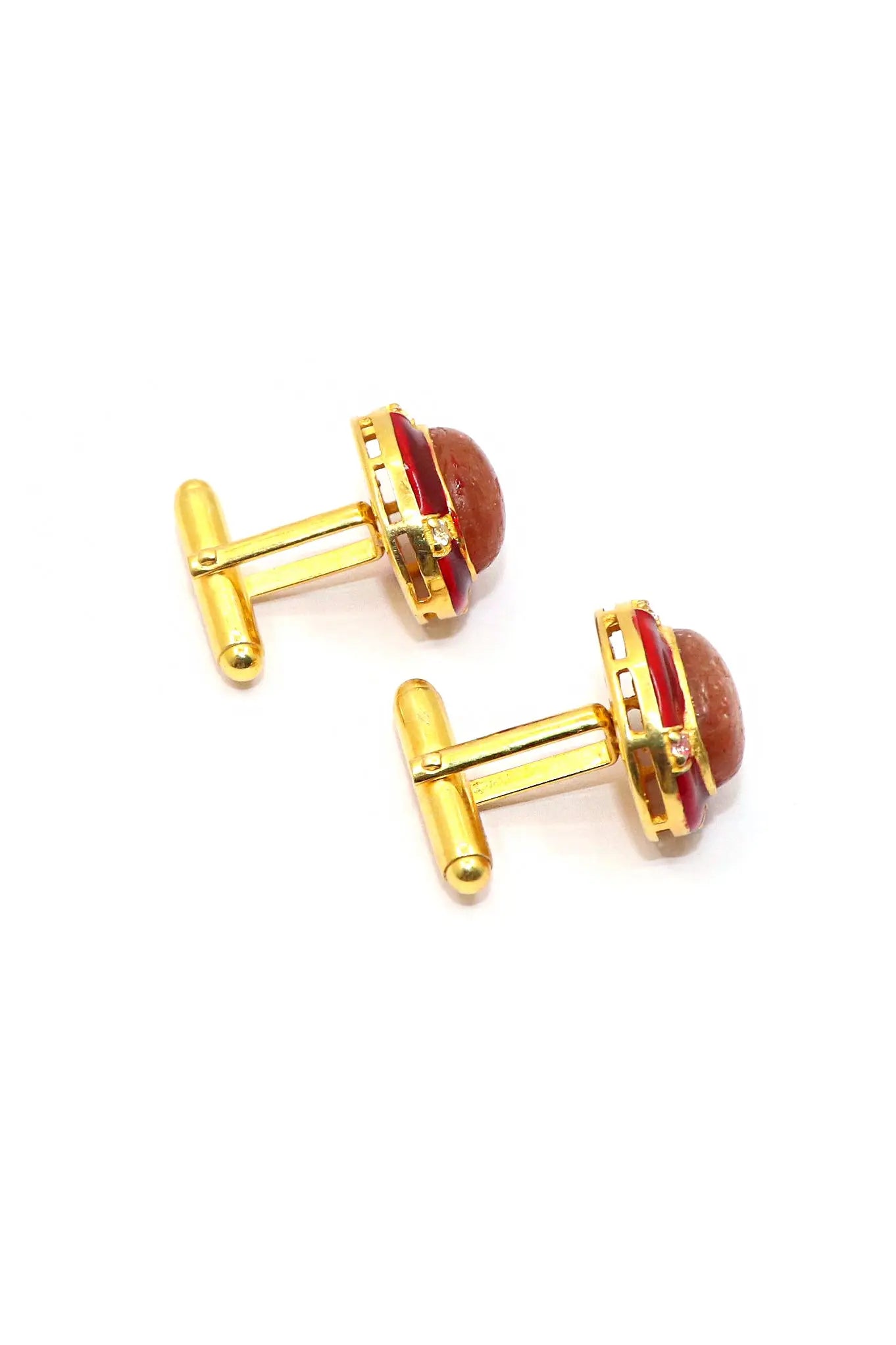 Gold Plating Eye Catchy Sunstone with cz Stanning Men's cufflinks Jewelry VJewels