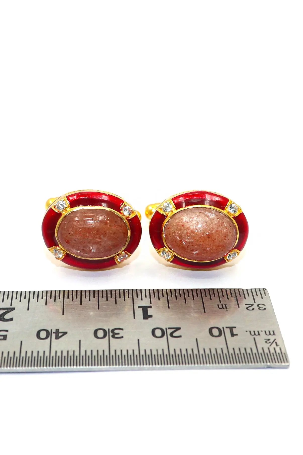 Gold Plating Eye Catchy Sunstone with cz Stanning Men's cufflinks Jewelry VJewels